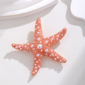 Gold Tone Starfish Pearl Look Two Designs Metal Brooch Pin view 5