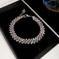 Silver Rhinestone Bracelets Multi Row Geometric Hollow Styles view 1
