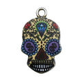 Zinc Alloy Iridescent Skull Head Enamel Charm Pendant for DIY Bracelet Necklace