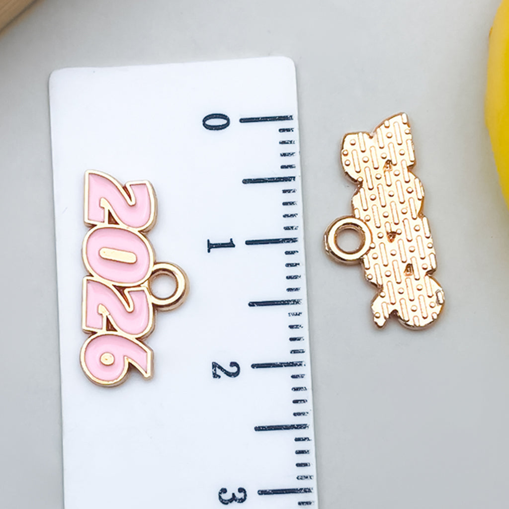 Enamel Zinc Alloy 2026 2025 Number Year Charm Pendant for DIY Bracelet Necklace Keychain