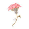 Crystal Carnation Stem Brooch in Four Petal Colors view 5