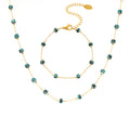 Gold Stainless Steel Teal Natural Stone Bead Necklace Bracelet view 5