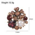 Red Gold Tone Flower Crystal Pearl Look Metal Brooch Pin 3.4 x 3.6 cm view 2