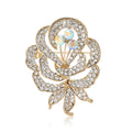 Crystal Rose Flower Brooch with Iridescent Center Decorative Metal Pin view 5