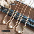 Pearl Stone Glass Bead Necklace Gold Spacers Soft Pink view 2