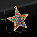 Pave Rhinestone Star Charm Pendant Silver And Gold Tone view 2