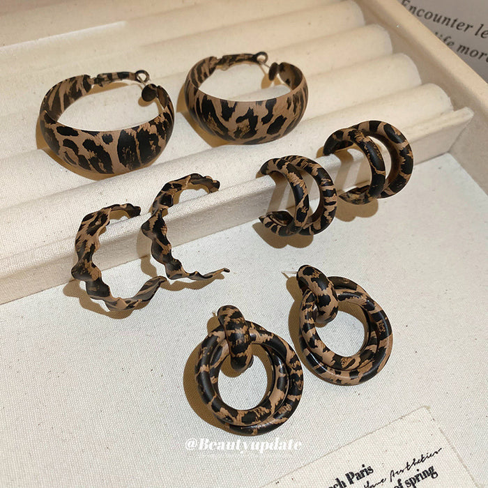 Leopard And Tortoiseshell Resin Hoop Earrings In Eleven Shapes
