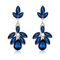 Aqua Green Green Leaf Teardrop Tassel Crystal Four Designs Metal Dangle Earrings view 7