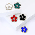 Enamel Rhinestone Five Petal Flower Brooch Metal Pin view 2