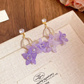 Purple And Blue Floral Crystal Drop Stud Earrings Jewelry Pair view 6