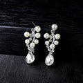 Blue Black Pearl Crystal Cluster Collar Metal Necklace and Earring Set view 4