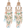 Pink Multicolor Crystal Tassel Hook Earrings With Decorative Details view 5
