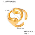 Dual Teardrop Hollow Open Band Metal Finger Ring Size 7 view 6
