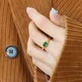 Open Adjustable Ring Green Oval Zircon Copper Alloy Band view 4