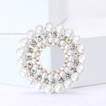 Round Pearl Wreath Brooch in Gold and Silver Tones view 2