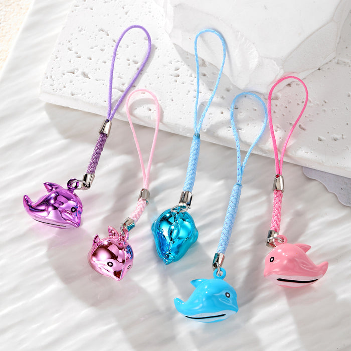 Miniature Whale Bell Phone Strap Charms in Five Colors