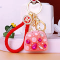 Mixed Bow Pearl Handbag and Jelly Handbag Keychains with Fortune Loops view 10