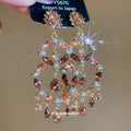 Ornate Pink Crystal Chandelier Drop Earrings Jewelry Design view 2