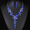 Black Silver Tone Champagne Floral Vine Crystal Five Designs Metal Necklace and Earring view 8