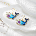 Gold Tone Ocean Animal Pressed Flower Drop Earrings in Fifteen Designs view 7