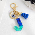 Ombre Glitter Resin Letter Keychain With Evil Eye Charm view 12