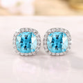 Cushion Halo Stud Earrings In Ten Bright Center Colors view 3