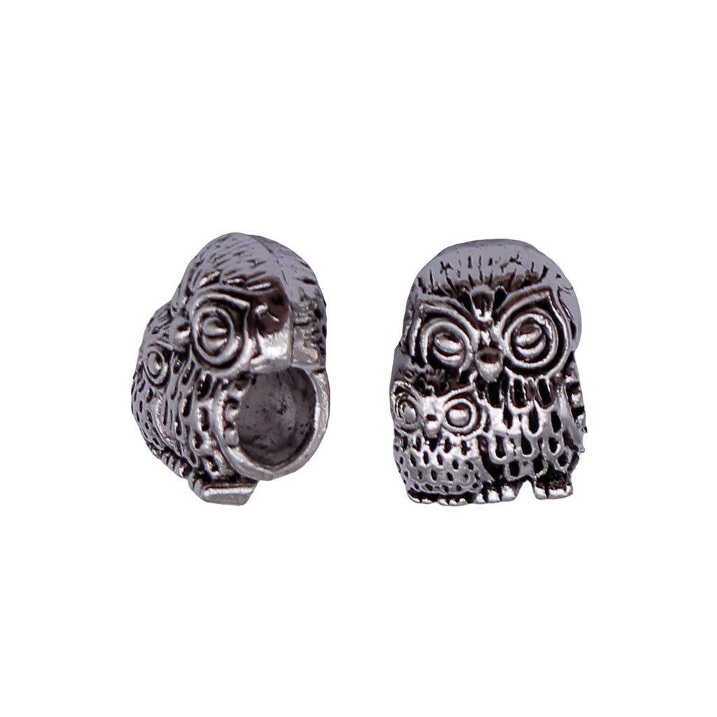 11x9.7x7.8mm 2.3g Antique Silver Zinc Alloy Owl Large Hole Cat Beads for DIY Bracelet Jewelry Making