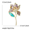 Purple Enamel Lotus Brooch Pearl Center Teal Leaf Stem view 6