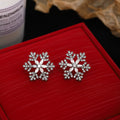 Gold and Silver Clear Snowflake Floral Stud Earrings view 2