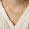 Shell Charm Necklace Clear Multicolor Stones Gold Steel view 6