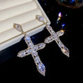 Crystal Cross Dangle Earrings in Gold or Silver Tone view 6