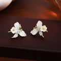 Blue and Pink Butterfly Flower Nature Stud Earrings view 3