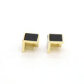 Gold Tone Black Enamel Cube Geometric Stud Earrings view 5