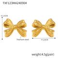 Pearl Strand Bow Bar Necklace And Gold Bow Stud Earrings view 8