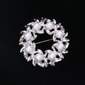 Pearl and Crystal Floral Wreath Brooch Decorative Clothing Pin view 3