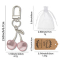 Pink Double Cherry Charm Keychain With Silver-Tone Clip view 2