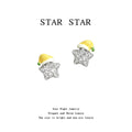 Silver Tone Clear Stone Star And Yellow Nightcap Stud Earrings view 4