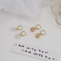 Champagne and Clear Cube Gold Tone Small Huggie Earrings view 1
