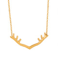 Gold Antler Branch V Pendant Necklace Fine Cable Chain view 5