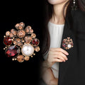 Red Gold Tone Flower Crystal Pearl Look Metal Brooch Pin 3.4 x 3.6 cm view 4