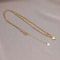 Gold Dual Chain Heart Pendant Necklace Layered Clavicle view 4