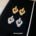 Crystal Textured Drop Stud Earrings In Two Tones Jewelry Design view 4