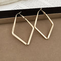 Angular Diamond Shaped Hoop Earrings In Two Sizes Matching Jewelry Pair view 7