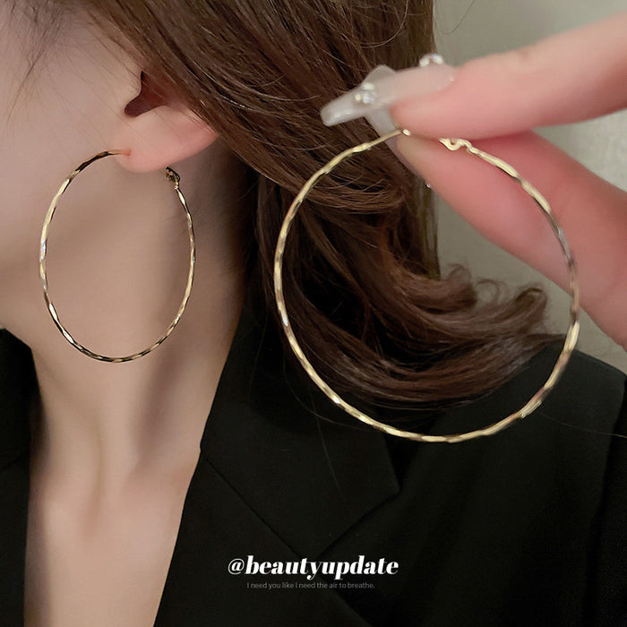 Silver Tone Textured Hoop Earrings in Three Sizes Decorative Jewelry