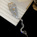 Gray Flocked Crystal Teardrop Tassel BB Hair Clips view 7