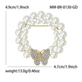 Pearl Wreath Brooch with Crystal Butterfly in Two Tones view 7