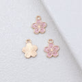 Gold Tone Five Petal Flower Enamel Charms in Four Colors view 3
