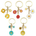 Five Colorful Daisy Flower Metal Keychain Design Set view 5