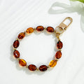 Coffee Bean Bead Bracelet Keychain With Gold Clasp view 3