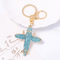Rhinestone Airplane Keychain Gold Tone Metal Plane Charm view 8